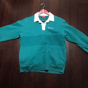Supreme Teal Rugby Sweatshirt Size M FW17